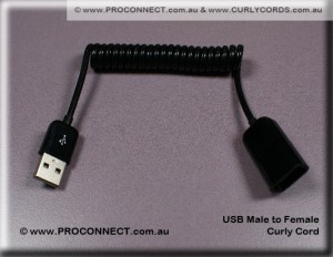 USB Male to Female Extension Curly Cord