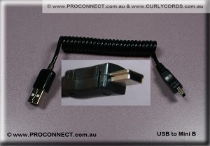 USB to Mini A Male Curly Cord